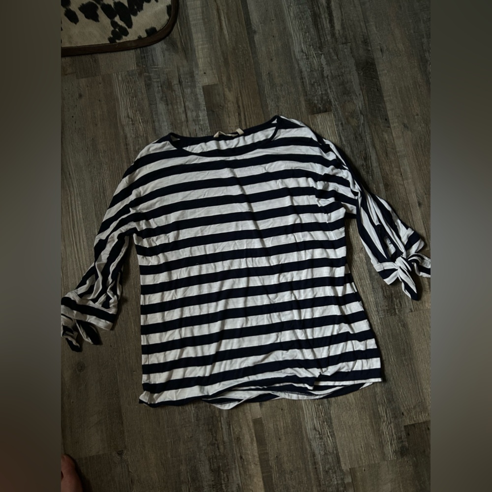 Women’s Soft Surroundings, black and white striped shirt